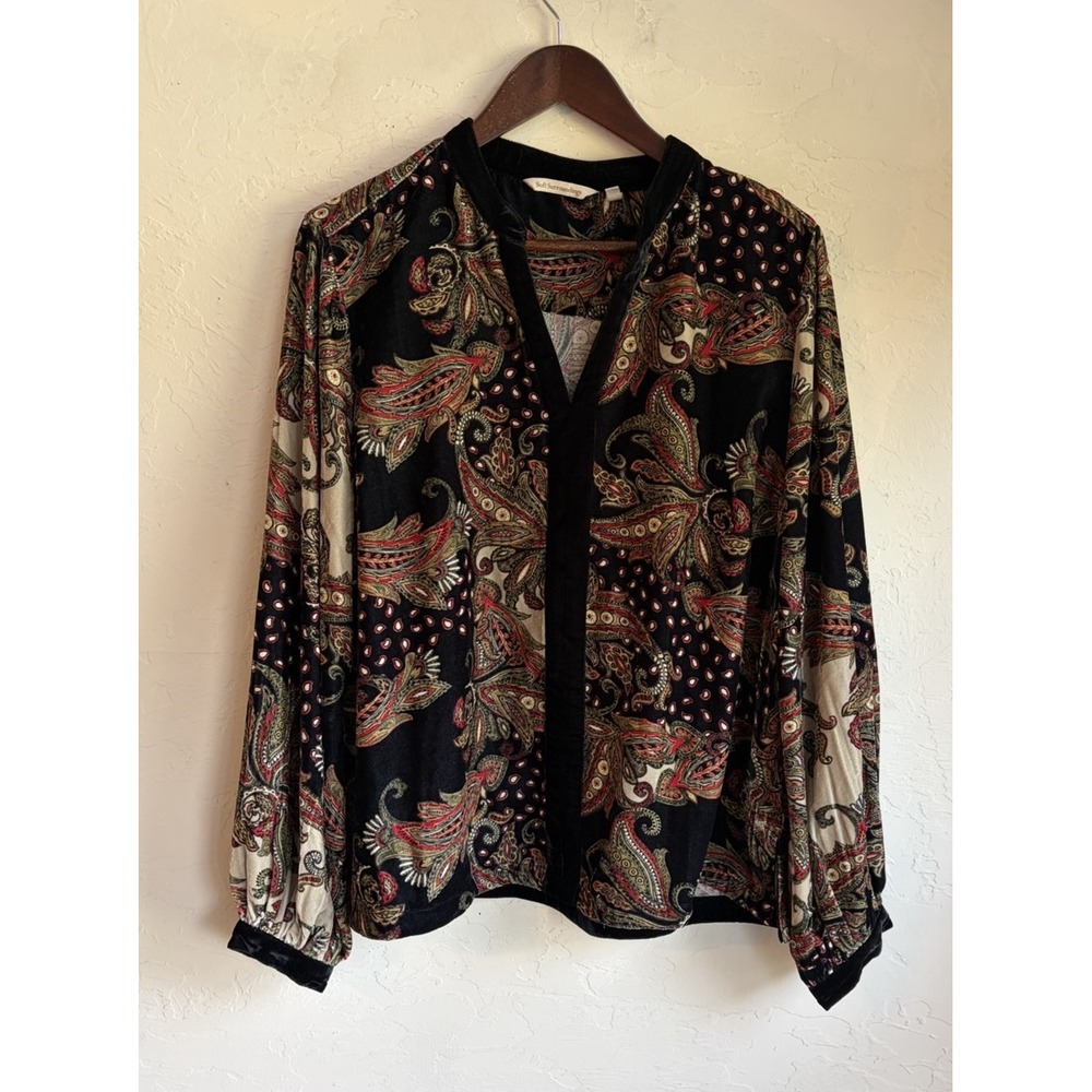 Soft Surroundings Paisley Velvet Top XL Dark Romantic Whimsigoth Relaxed Fit